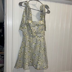 Franchesca’s Tamia Lemon Patchwork Mini Dress